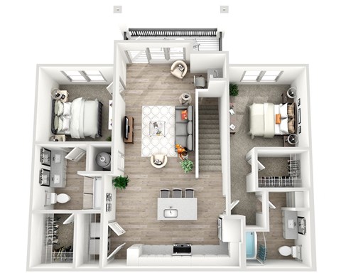 Floor plan for 2 beds, 2 baths, 1182 sqft